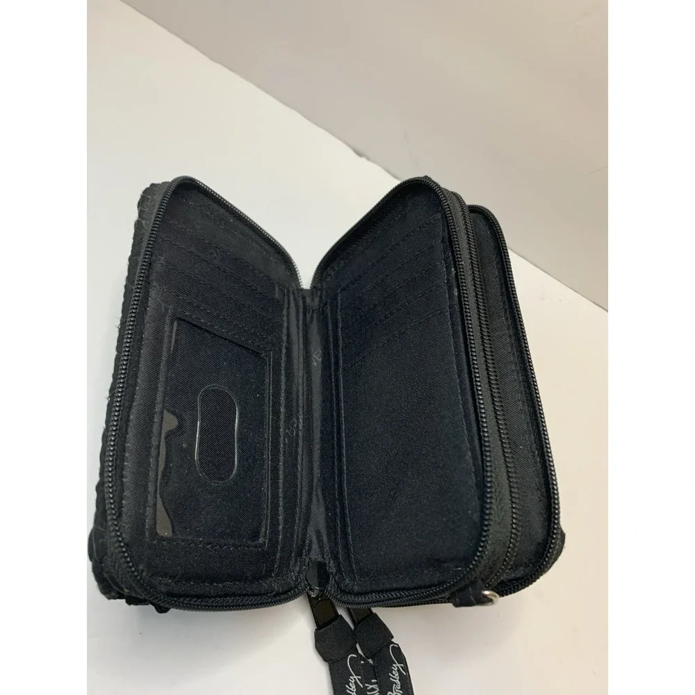 Vera‎ Bradley Women's Black Quilted Convertible Zip-Around Wallet NO STRAP